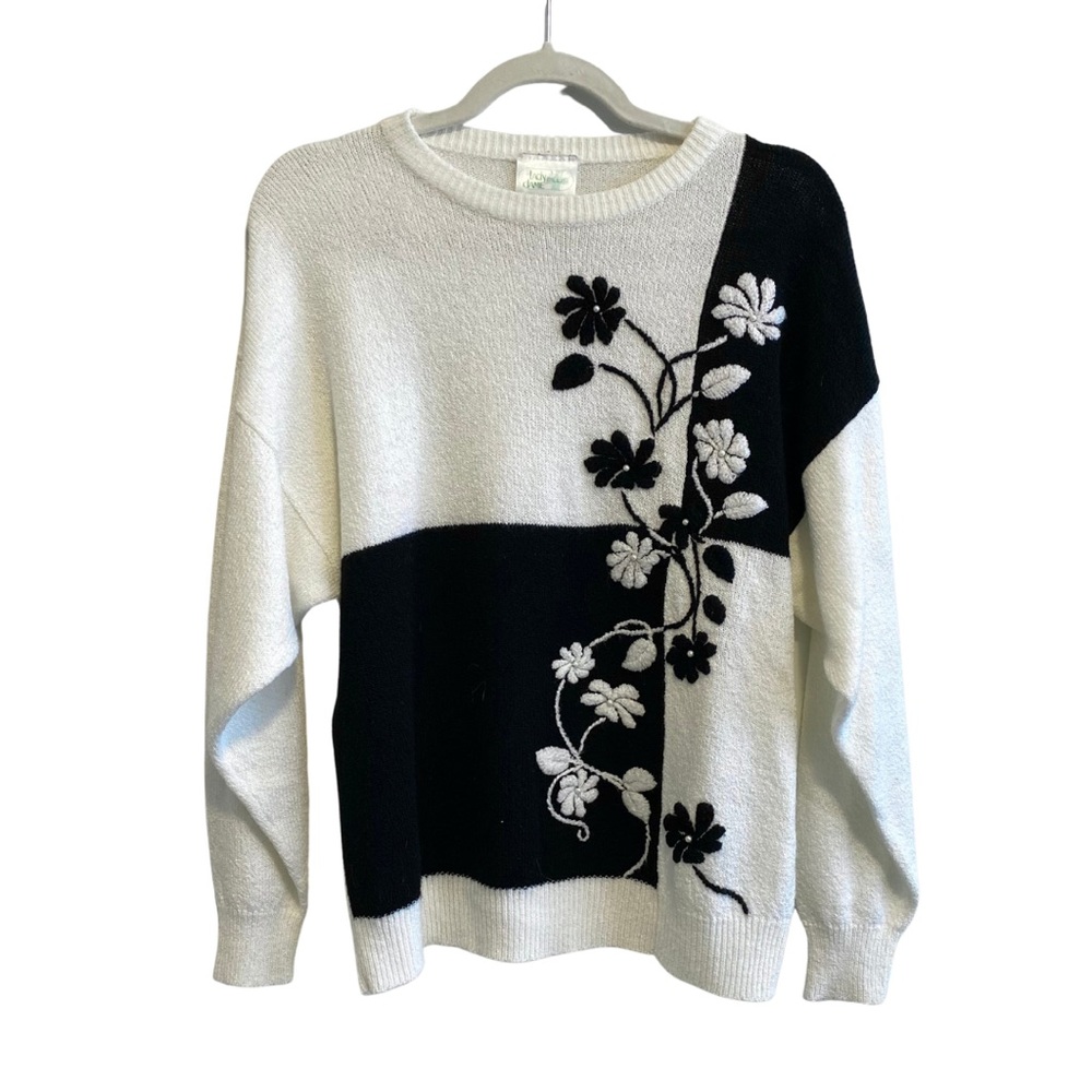 Vintage Black and White Grandma Sweater
